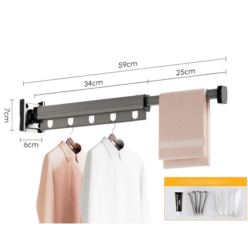 (Adhesive / Drill mounting)59cm-1 fold fixed hanging holes