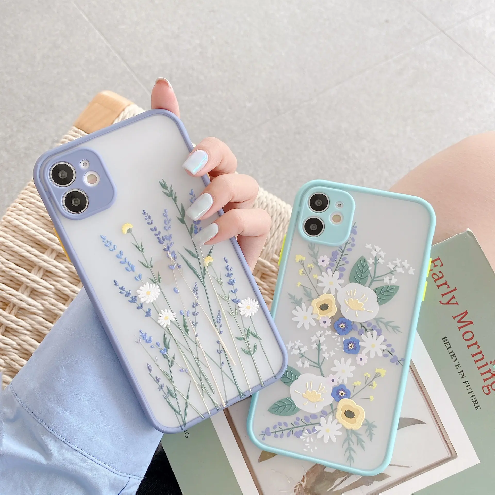 Customized 3D Touch Feel Flower Phone Case Soft Matte Coque For iPhone 11 12 13 Pro max SE 2020 XSMAX XR XS 7 8 Plus XR Coque