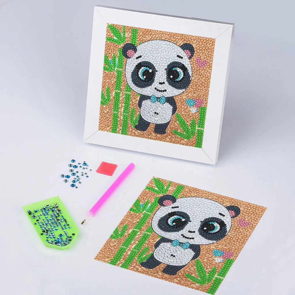 Kits de pintura de diamantes personalizados para niños, pegatinas de gemas, pintura de Arte de diamante Panda, pintura de diamantes, decoración del hogar, arte para niños