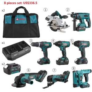 Liangye 20V Household <strong>Power</strong> Tools Combo <strong>Kits</strong> 8pcs Lithium Battery Operated Hand Tool Sets with Drill in OEM Bag for Home Use - Product Image 1