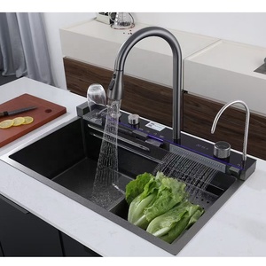 Modern popüler büyük tek Slot İşlevli lavabo Anti-Scratch LED fincan yıkayıcı ile dijital ekran şelale mutfak lavabo - Product Image 6