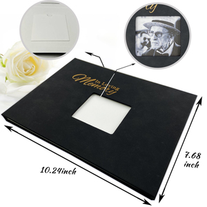 Gold Embossed PU Leather Hardcover 'In Loving Memory' Thread-Sewed Funeral Guestbook &amp; Memory <strong>Book</strong> with Signatures for Funerals - Product Image 5