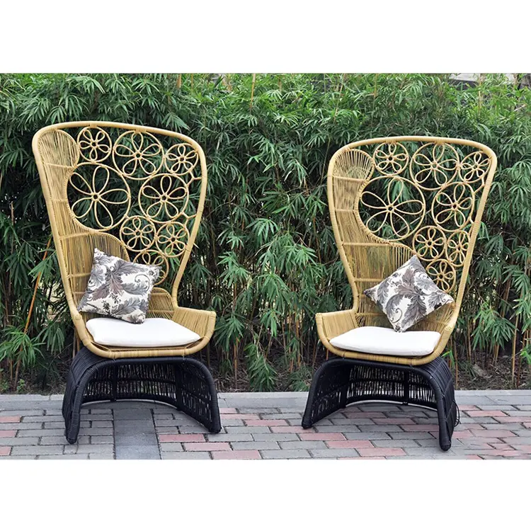 Уличная садовая мебель, удобный ротанговый стул с высокой спинкой