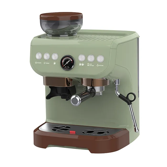 Wholesale 1 group fresh ground instant cappuccino espresso coffee maker machine with brew pressure gauge