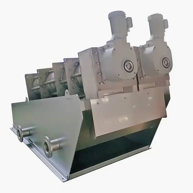 Máquina de deshidratación de lodos Prensa de tornillo multidisco para tratamiento de aguas residuales de lodos activos