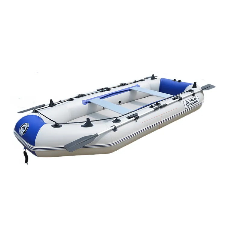 Bote inflable para agua al aire libre, bote inflable de PVC para 2-6 personas, bote de remos para pescar y surfear a la deriva con aluminio