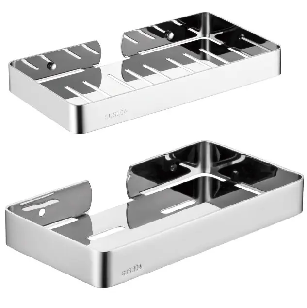 Estante rectangular de acero inoxidable para baño, soporte pequeño para teléfono y jabón