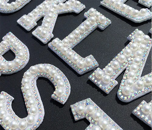White pearl+colorful rhibestone