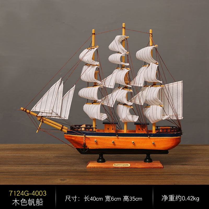 4003-40cm voilier en bois (bord noir)