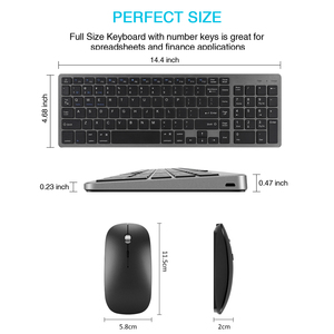 Best Quality Full Size Rechargeable Dual Mode 2.4G and Bt Wireless <strong>Keyboard</strong> and <strong>Mouse</strong> Set - Product Image 2