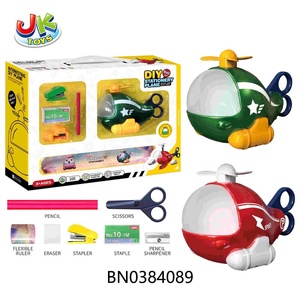 Bán Buôn Văn Phòng Phẩm Đồ Chơi Phim Hoạt Hình Văn Phòng Phẩm Bộ Quà Tặng Học Tập Công Cụ Máy Bay Bút Chì Mài Băng Đo Stapler Bút Chì Tẩy - Product Image 6