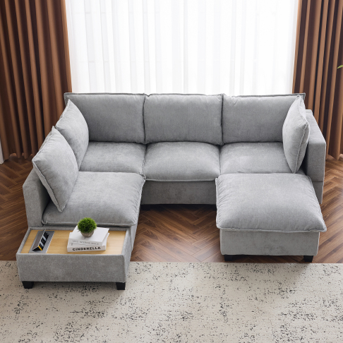 Grey + Chenille + Foam + 5 Seat