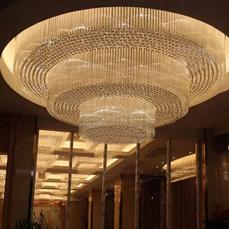 Preço de fábrica design redondo luxo decorativo hotel restaurante ouro grande cristal moderno led lâmpada de teto
