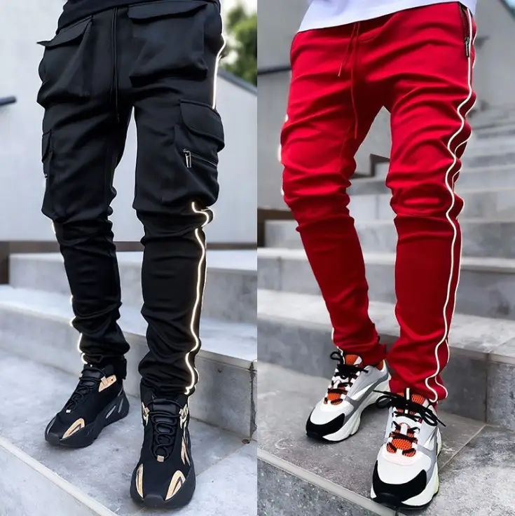 Custom Logo Streetwear Oversized Mens Jogger Pants Oem 100% Cotton Slim Fit Men Cargo Jogger Pants With Side Pockets