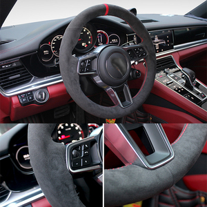 ポルシェ911991 718ボクスター987718ケイマン918スパイダーカイエンマカンパナメーラ用アルカンタラのステアリングホイールカバー - Product Image 3