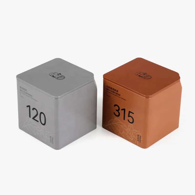 Vente en gros unique boîte d'emballage de thé noir matcha en métal boîtes de conserve carrées personnalisées