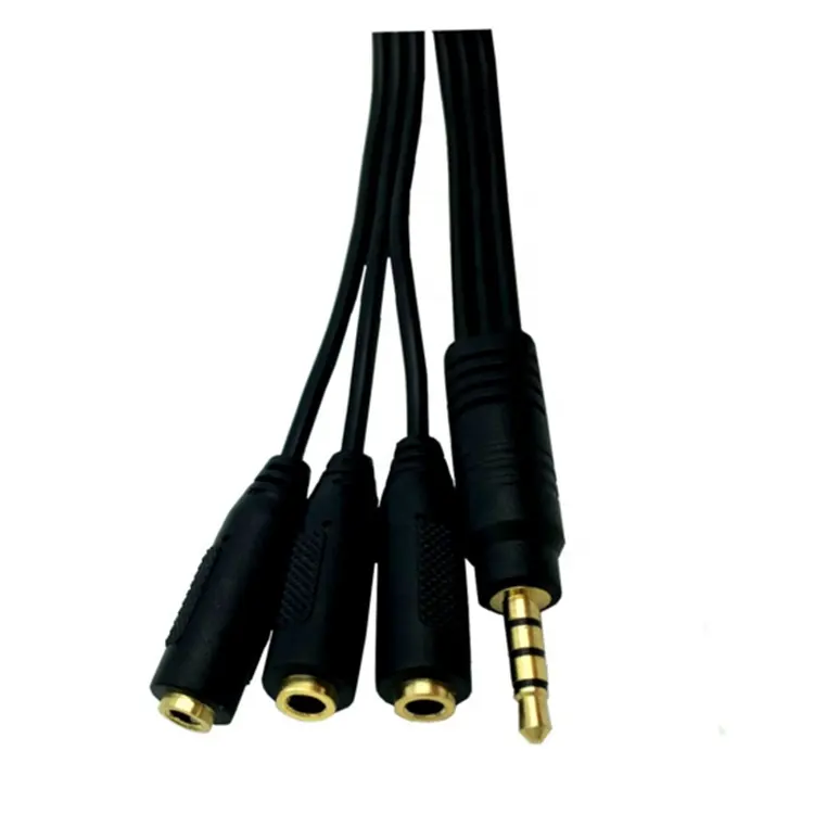 LBT yüksek kalite 9 inç 3.5mm (1/8 ") TRRS 4-Pole/3 yüzükler erkek 3x kadın Stereo kulaklık Splitter ses kablosu, altın Plat