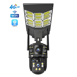 V380 Dual Lens 4G WiFi Cctv IP Sistema de cámara de seguridad inalámbrica para exteriores Intercomunicador 8W Farola solar con cámara CCTV solar - Product Image 1