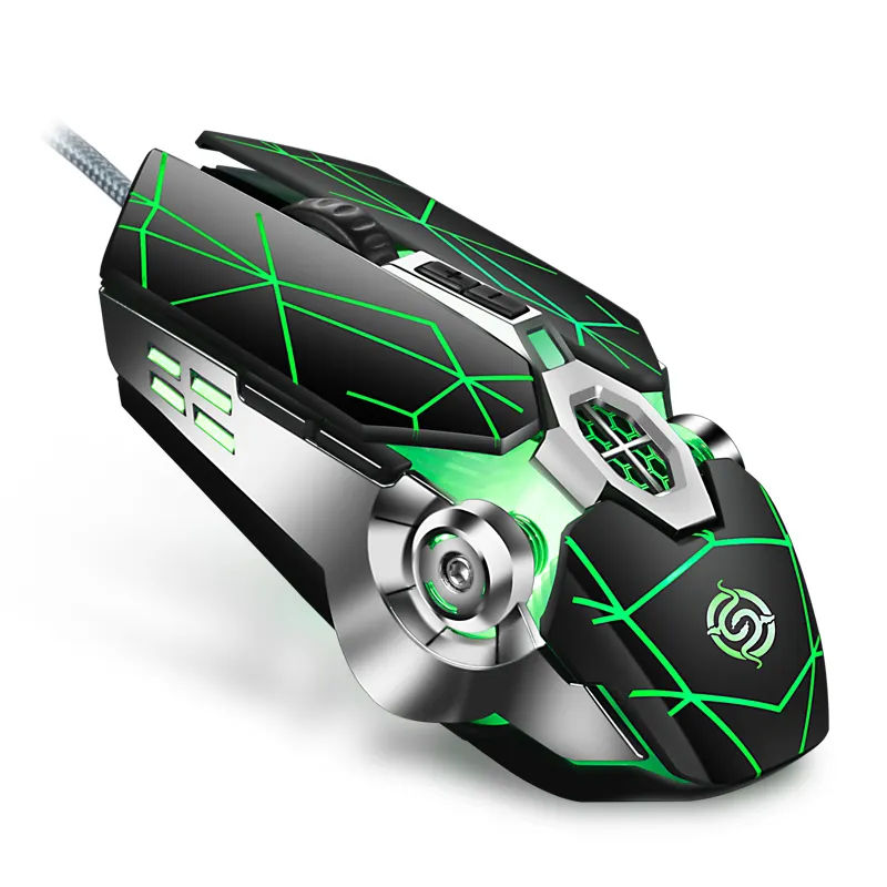 K-snake q7 mouse com fio, 7 cores iluminado usb 4000 dpi, mecânico, gaming, rgb, mouse brilhante para computador