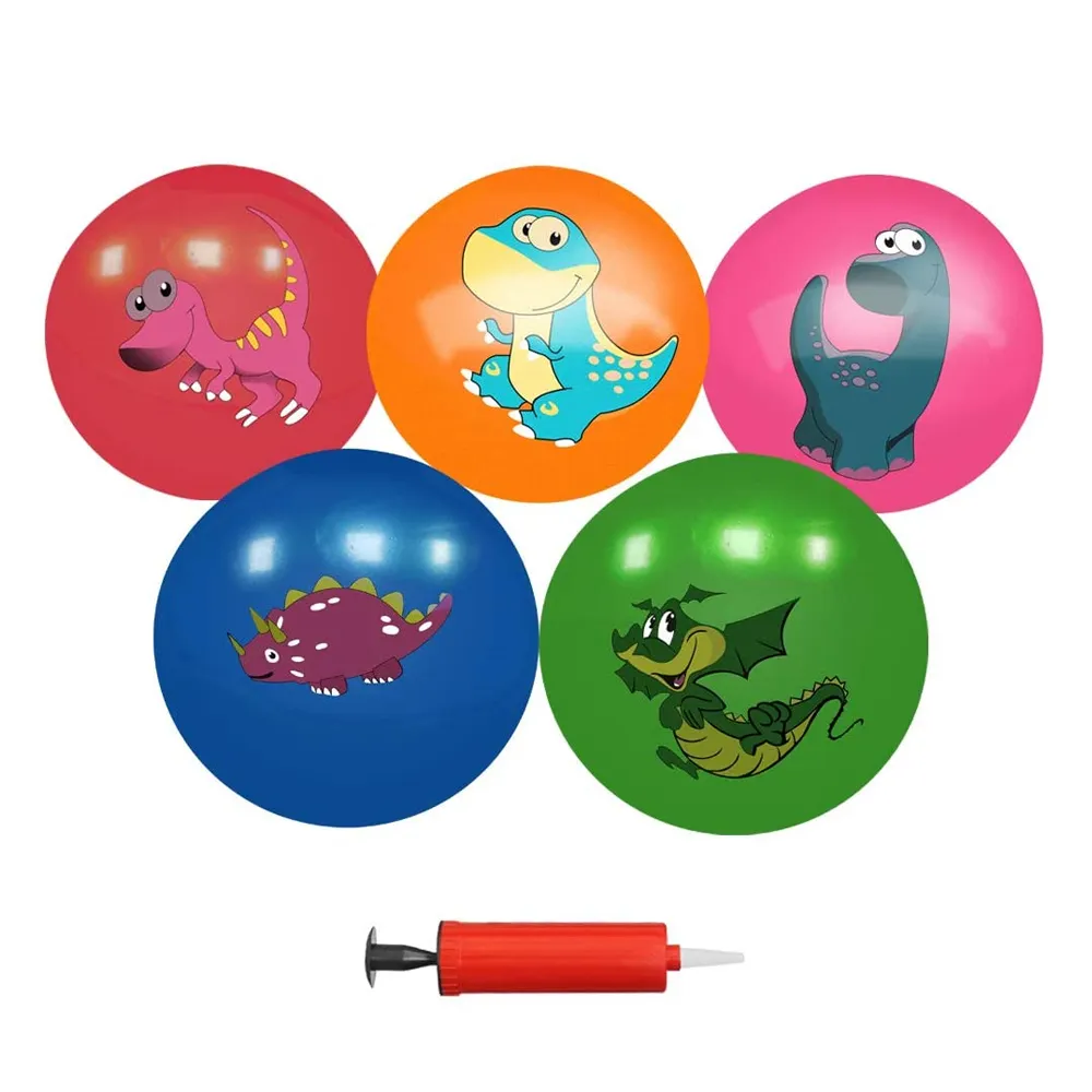 Custom 23Cm Pvc Kleurrijke Cartoon Patroon Kinderen Bal, Grappige Outdoor Hand Racket Speelgoed Mini Strand Water Opblaasbare Bal Voor Kinderen