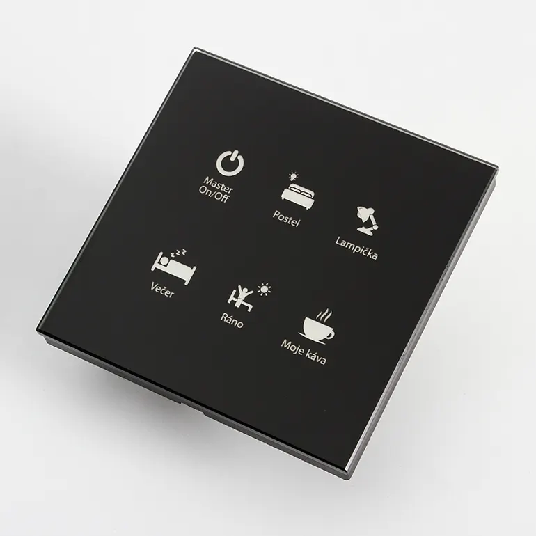 Interruptor táctil de luz de Hotel inteligente, protocolo Modbus RS485 de 12V CC de 6 botones