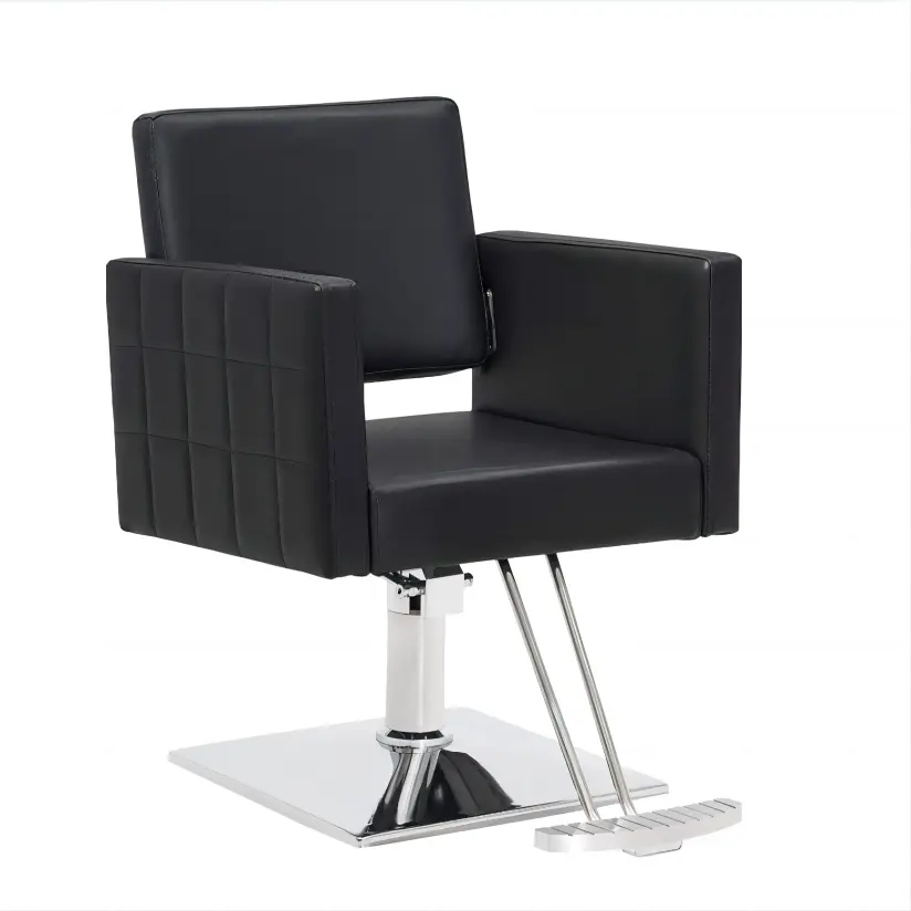 Moderno luxo bomba hidráulica sintética beleza cabelo assento loja couro todos salão preto barbeiro cadeira móveis para venda homens