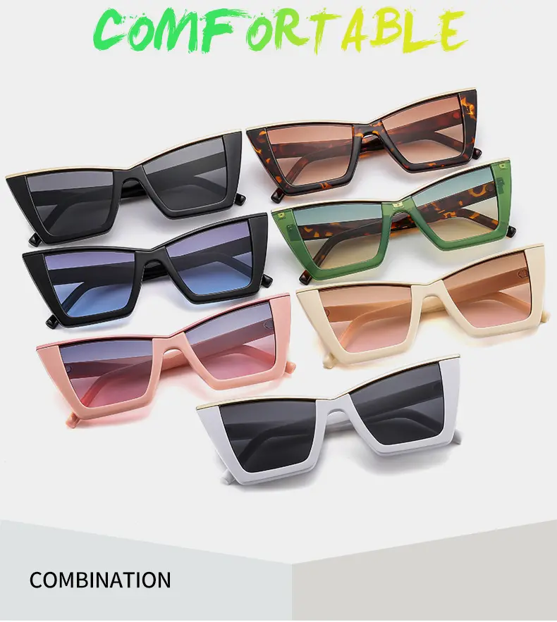FANXUN M493 Unisex UV400 gafas de sol de color ojo de gato moda informal moda de calle tendencia de mujer personalidad óptima uso diario