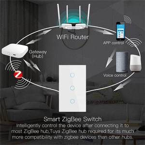 Tuya Zigbee 1 2 3 4 Gang No Neutral Smart Touch interruttore a parete noi AU Alexa telecomando Timer Smart Home interruttore luce intelligente - Product Image 6