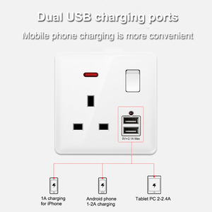 Usb壁式插座Twin Gang Uk双插头电源插座2端口Usb 2.1A板电气矩形充电器办公室厨房 - Product Image 2