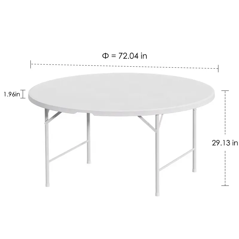 Benjia 8-10 People 6ft party Outdoor banquet White Round Folding Plastic Table for events
