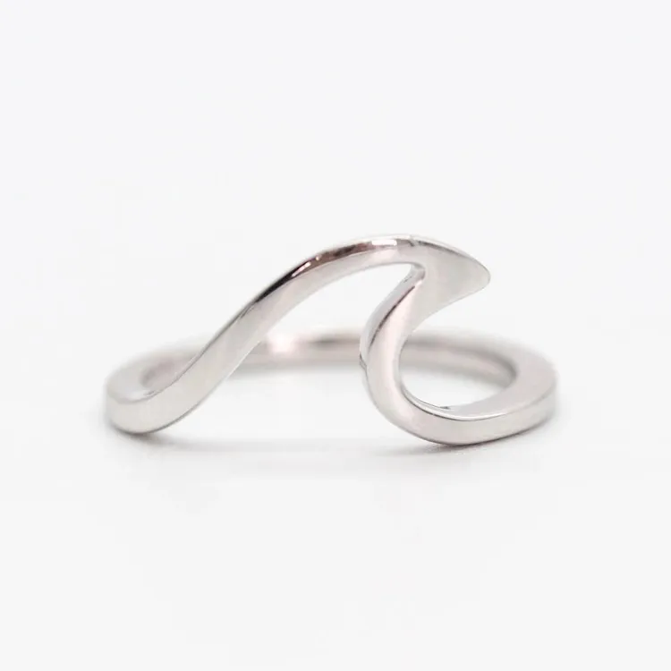 Diseño clásico de Plata de Ley 925 anillo de plata de la onda para las mujeres