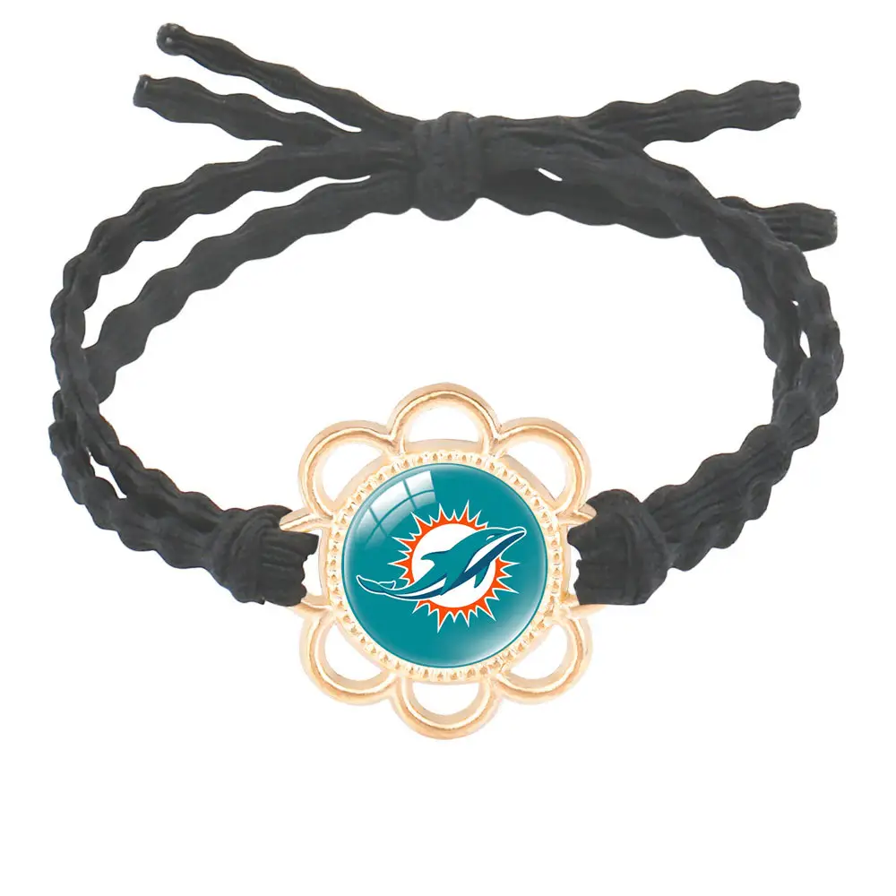 Đơn giản Bow tóc Tie NFL Miami cá heo Rugby League đội biểu tượng thắt nút đầu dây đàn hồi cao tóc Tie