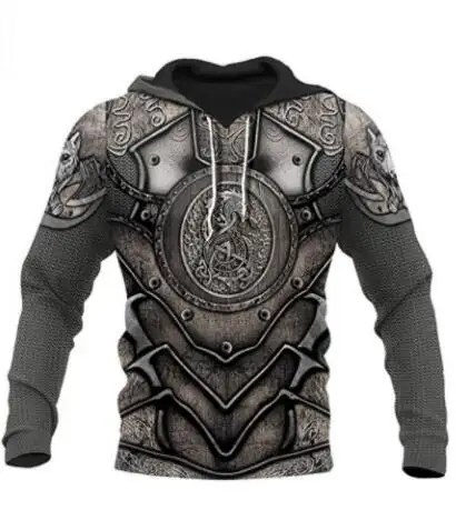 Ecofalson-Sudadera con capucha para hombre y mujer, con estampado 3D de tatuaje Vikingo y cremallera, jersey de Halloween, sudaderas de Navidad, disfraz de Cosplay