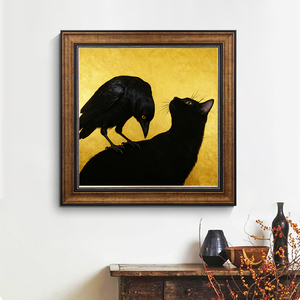 Gothic phong cách quạ mèo vải tường nghệ thuật in Áp phích nghệ thuật động vật bức tranh Pháp tường trang trí khung trang trí nội thất bức tranh tường - Product Image 5