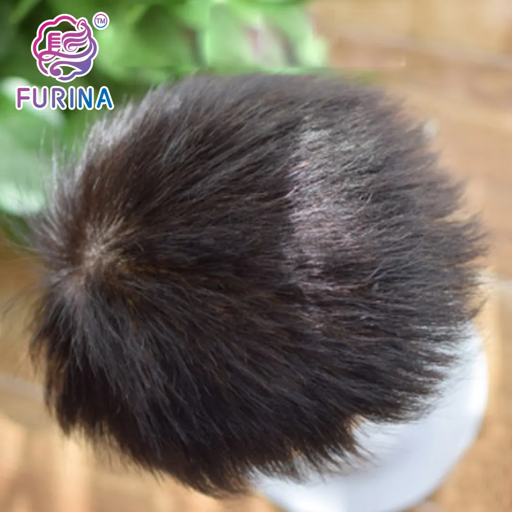 Peluca de cabello humano Natural para hombres, tupé con clip, color gris