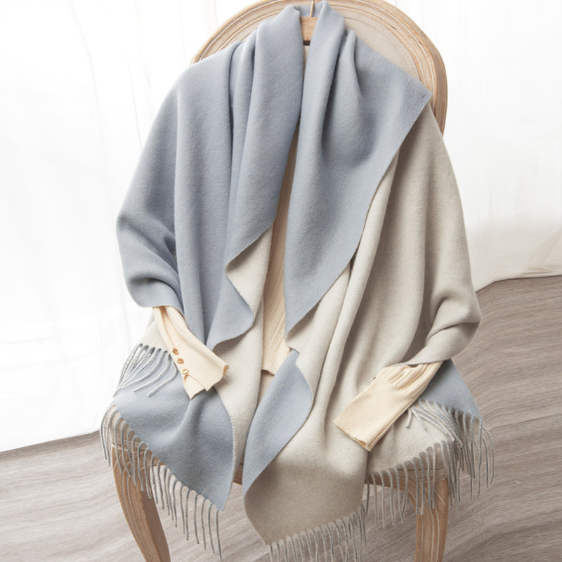 Mantón doble cara azul blanco-20070cm