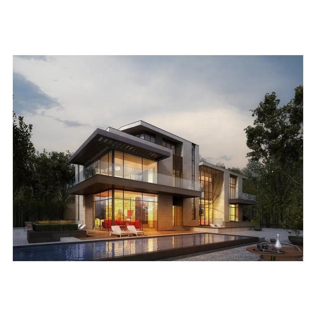 Yeni stil sıcak satış uygun havuz Modern prefabrik ev Villa çelik malzeme Villa