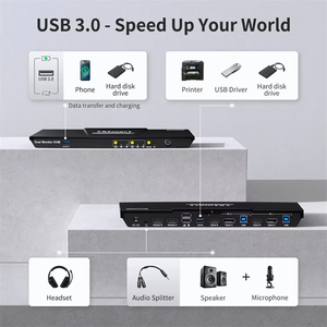 TESmart USB 3.0显示端口 + HDMI KVM交换机2监视器2台电脑4K @ 60hz双监视器KVM交换机2端口视频切换器 - Product Image 6