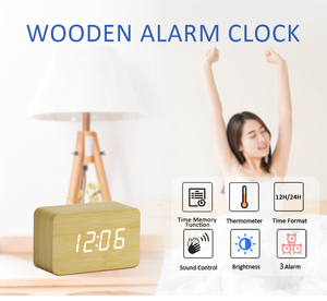 4-дюймовые недорогие деревянные часы-будильник - Product Image 2