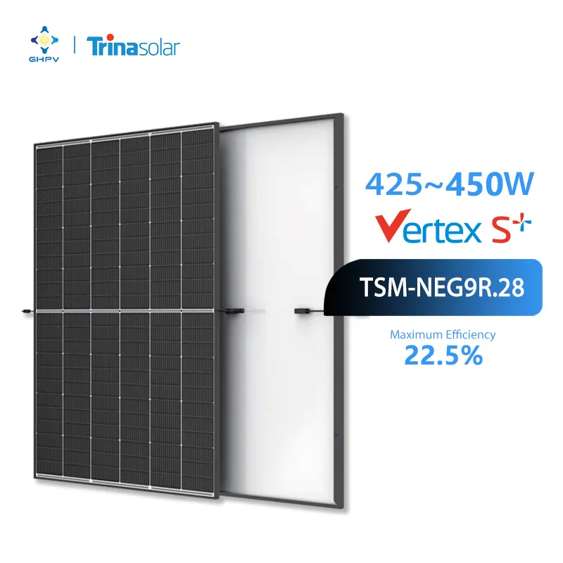 Trina Vertex S + Dual Glass N Tipo I-Módulo Topcon Marco negro 445W 450W Neg9R28 Paneles solares 425W 430W 435W 440W Trina Solar