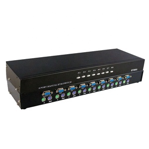 8端口KVM交换机VGA PS2控制台8进1出带按钮连接打印机键盘鼠标显示设备