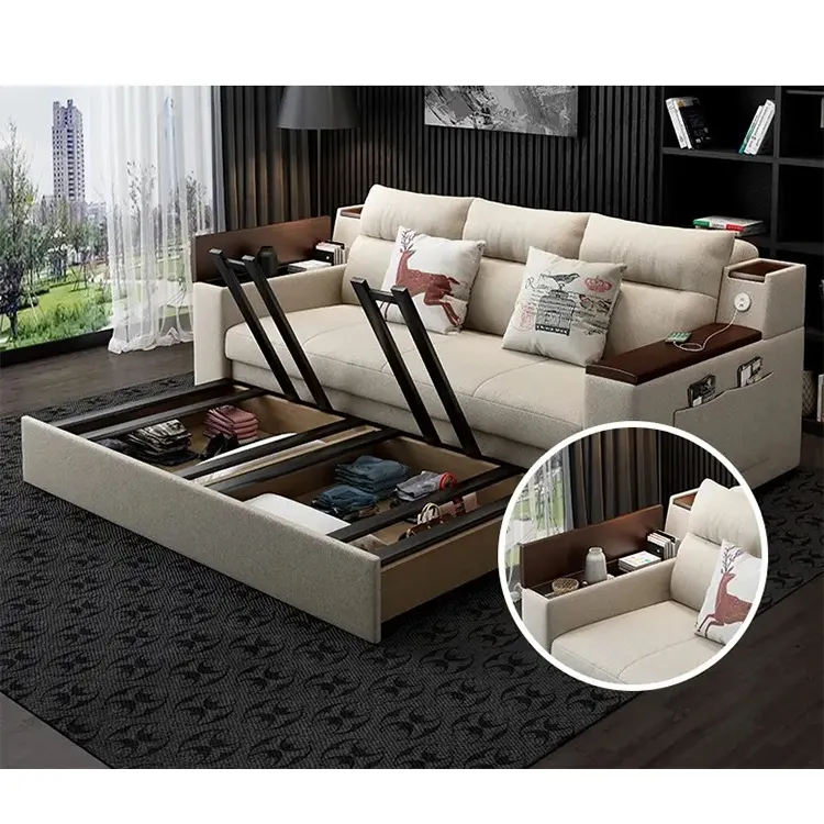 Juego de muebles de sala de estar Almacenamiento 2-3 plazas Divan Corner Sofá cama para sala de estar 150cm Listo para comprar