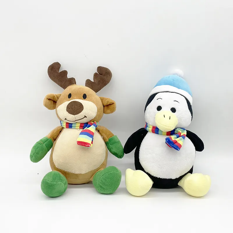 Warmteoverdracht Zachte Kleurrijke Sjaal Pinguïn Custom Pluche Sublimatie Sjaal Rendier Kerst Knuffels