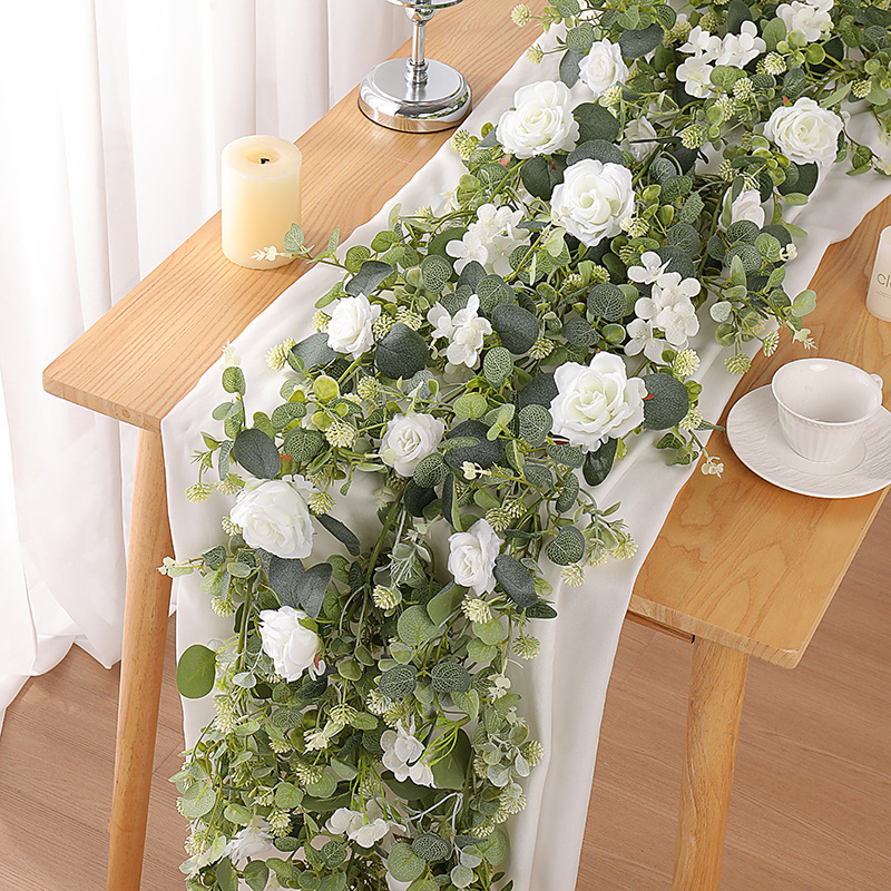 Soft vine-17m-golden-leaf white rose hydrangea