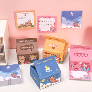 可爱动物牛奶纸箱形状记事本备忘录不粘撕下卡通记事本定制 - Product Image 5