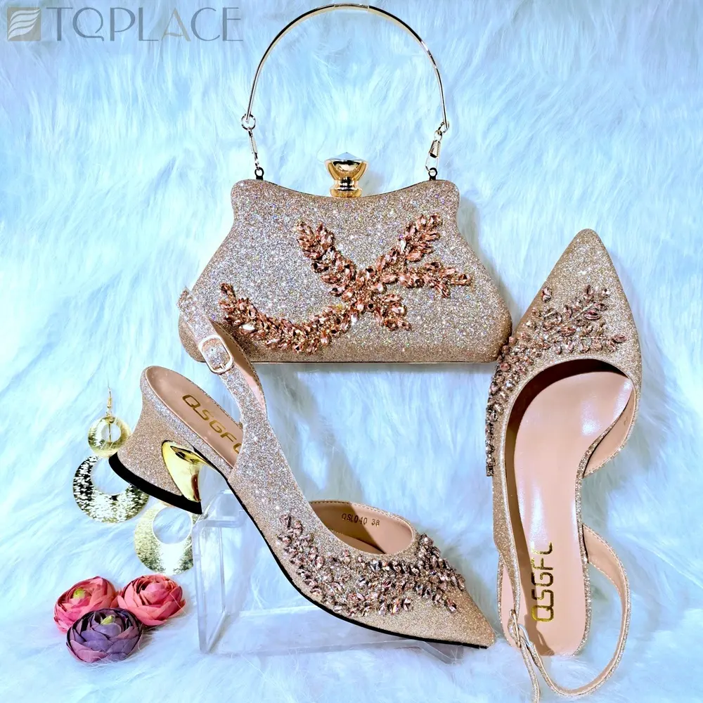 Zapatos italianos de boda nigerianos y bolso a juego para mujer, zapatos africanos y conjunto de bolsos, Color azul, gran oferta