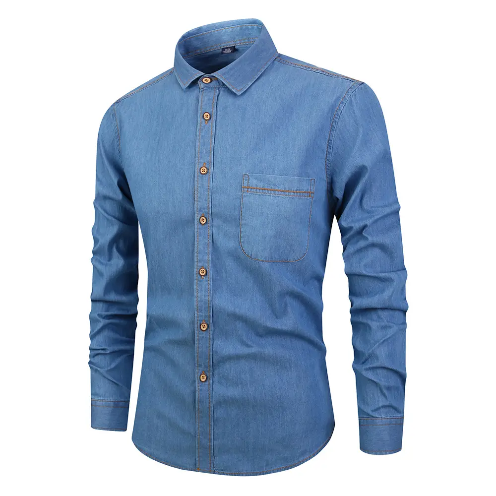 Customization Denim long Sleeve Mens Casual Wear Fashion cotton men Denim jean Shirt