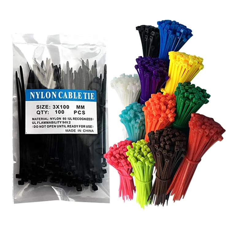 Miniatura 4 Polegadas 2.5x100mm18 LB Branco Preto Vermelho Amarelo Azul Verde Marrom Roxo Rosa Cinza Abraçadeiras de Nylon de poliéster para interior