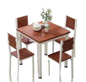 Simple Wooden Dining <strong>Table</strong> <strong>Set</strong> 4 Chairs Metal Frame Dining <strong>Table</strong> - Product Image 3