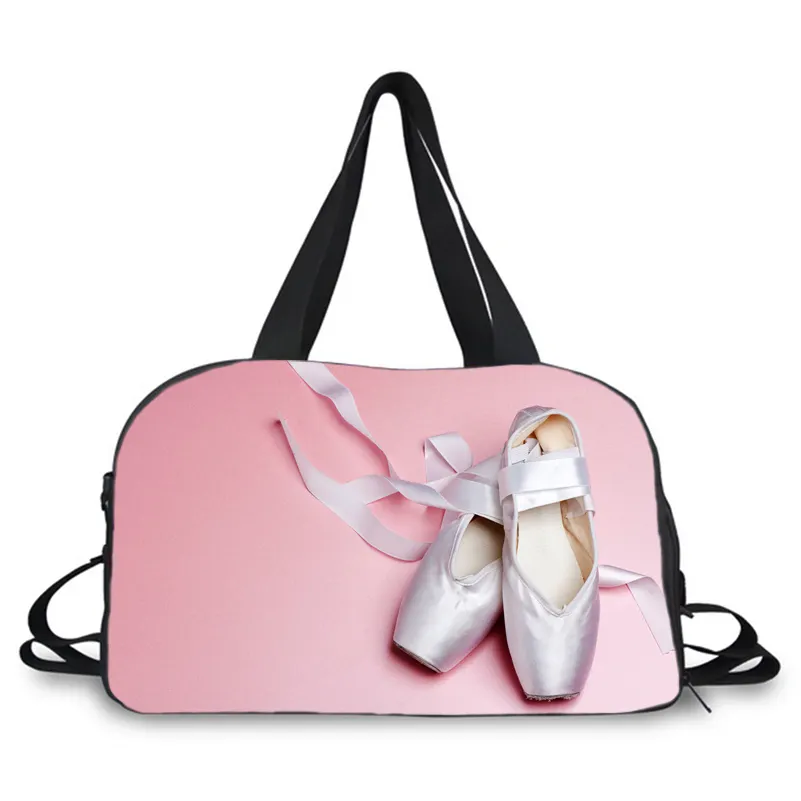 Vendita calda Ballet Dancer Design stampato borsa per indumenti da ballo borsa da notte per ragazze borsa sportiva da palestra con tasche per scarpe
